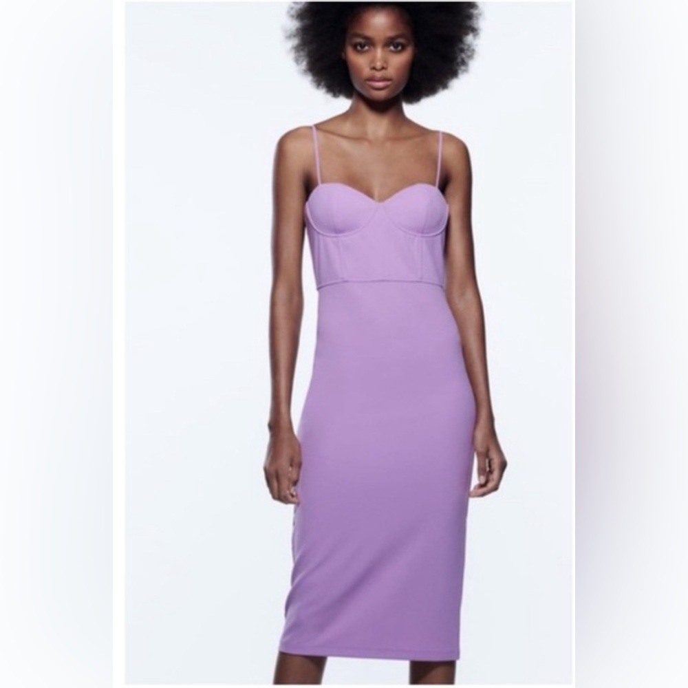 Zara Lilac Corset Midi Dress